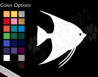 Angelfish Vinyl Decal, Pet Fish Decal for Aquarium Hobbyists, Fishkeeping, One or Three Fish - Multiple Color Options