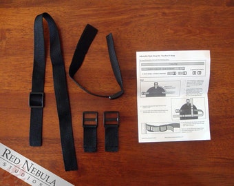 Two-Part Strap Kit for Large Masks, Adjustable Strap Kit, Polypropylene Strap, Strap for Masks, Black 1" Poly Webbing, Mask Strapping Set