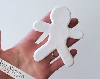 Blank Resin Gingerbread Man Ornament or Cabochon - 4 Inch Tall Blank Gingerbread Character DIY Project You Can Paint and Customize