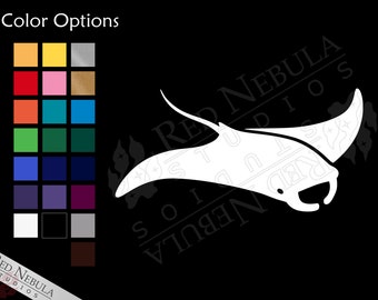 Manta Ray Vinyl Decal, Ray Silhouette Car Decal, Fish Sticker, Sea Animal Decal, Ocean Life - Multiple Color Options