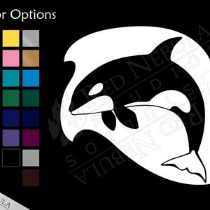 Orca Vinyl Decal, Cetacean Car Window Decal or Laptop Sticker, Sea Animals, Ocean Life Multiple Color Options image 1