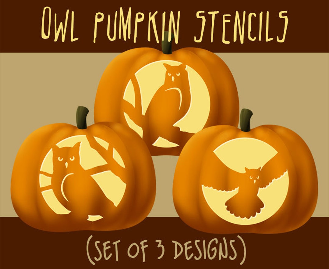 Digital Owl Pumpkin Stencils Halloween Jack-o-lantern