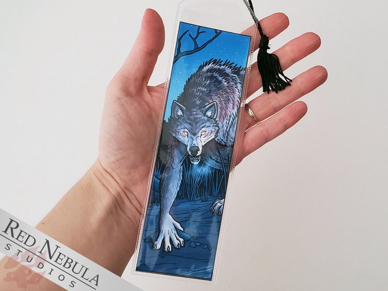 Vinyle Werewolf Bookmark avec pompon noir, Lycanthropie Film Monster Horror Illustration image 3