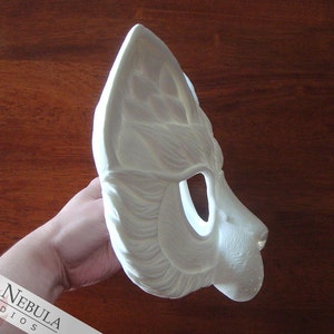 Stylized Cat Mask Blank, Kitty Masque, Cat Masquerade Mask, Resin Half Mask, DIY Blank Mask, Feline Renaissance Faire Mask, Cat Face Mask afbeelding 5