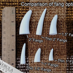 Set of 2 Teeth, White or Black Resin Fangs, Animal Fangs, Sharp Teeth, Creature Fangs, Costume Accessories, Pointed Teeth, Monster Fangs image 5