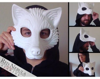 Resin Wolf Mask Blank, Stylized Wolf Face Mask, Wolf Masquerade Mask, Resin Half Mask, DIY Blank Mask, Canine Masque, Husky Mask, Costume
