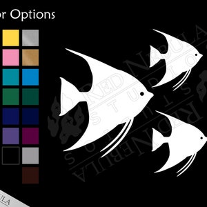 Angelfish Vinyl Decal, Pet Fish Decal for Aquarium Hobbyists, Fishkeeping, One or Three Fish Multiple Color Options image 2