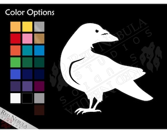 Raven Vinyl Decal, Creepy Bird Silhouette Crow Sticker for Car Window or Laptop - Multiple Color Options