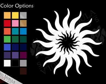 Chantry Sunburst Vinyl Decal, Dragon Age Car Decal with the Andrastian Chantry Sun Symbol - Multiple Color Options