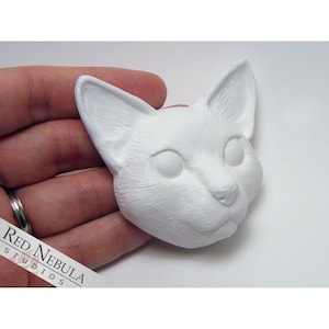 Cat Cabochon - Resin Cat Face Blank Flat Back, Optional Magnet or Ornament, Pet Kitty Doll Face, or Fridge Magnet Project for Cat Lovers