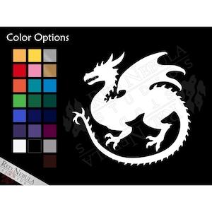 Dragon Vinyl Decal | High Fantasy Dragon Silhouette Sticker for Cars, Windows - Multiple Color Options