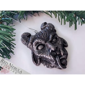 Krampus Ornament - Silver Hand-Painted Resin Cast Christmas Decoration