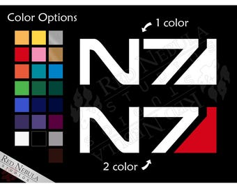N7 Vinyl Decal, Mass Effect Car Decal with the N7 Logo - Multiple Color Options