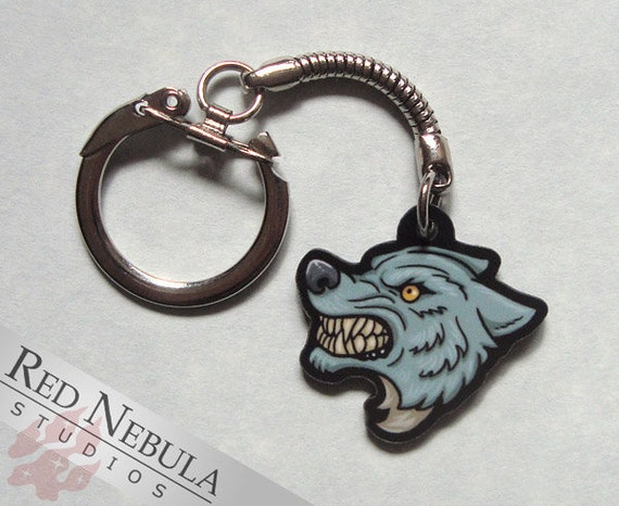 Grey Werewolf Charm, Snarling Wolf Acrylic Charm, Keychain, or