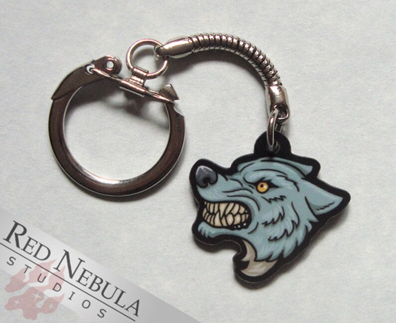 Grey Werewolf Charm, Snarling Wolf Acrylic Charm, Keychain, or Bookmark zdjęcie 2