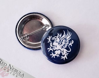 Grey Warden Griffon Button, Magnet, or Keychain, 1.25", Heraldic Griffon Dragon Age Pinback Button