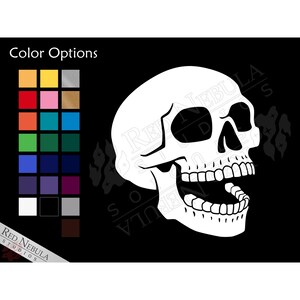 Skull Vinyl Decal, Creepy Human Skull Laptop Decal or Car Sticker - Multiple Color Options