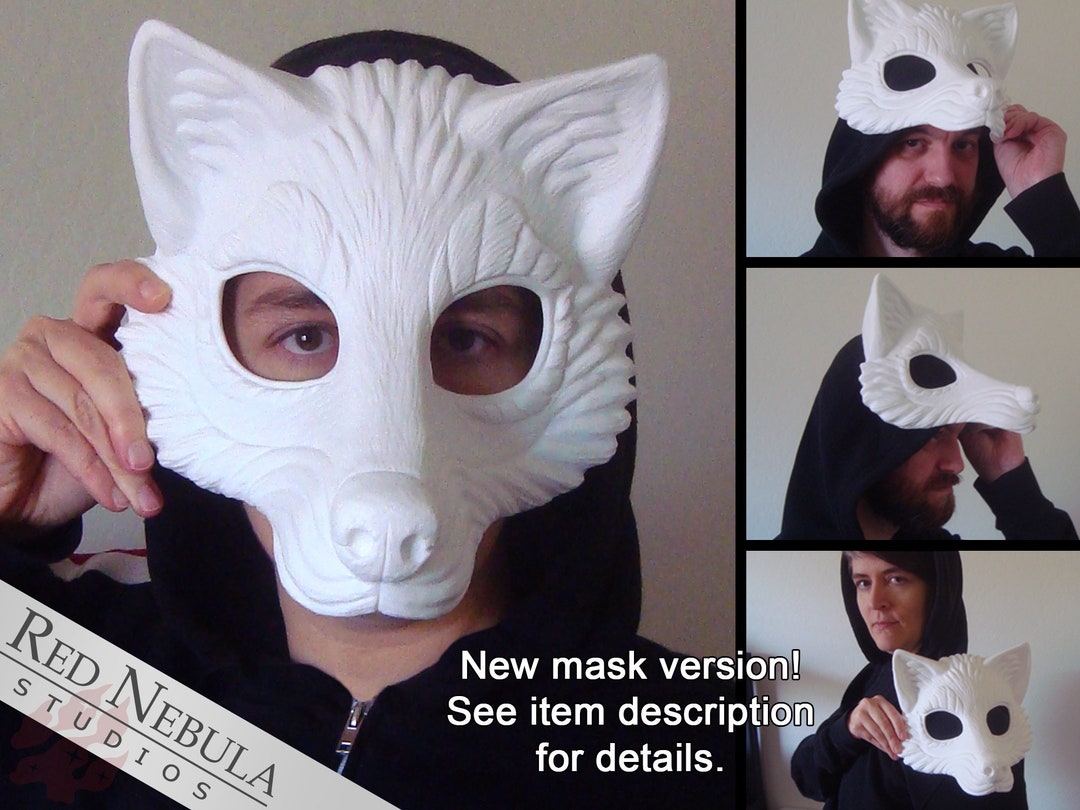Resin Wolf Mask Blank, Stylized Wolf Face Mask, Wolf Masquerade