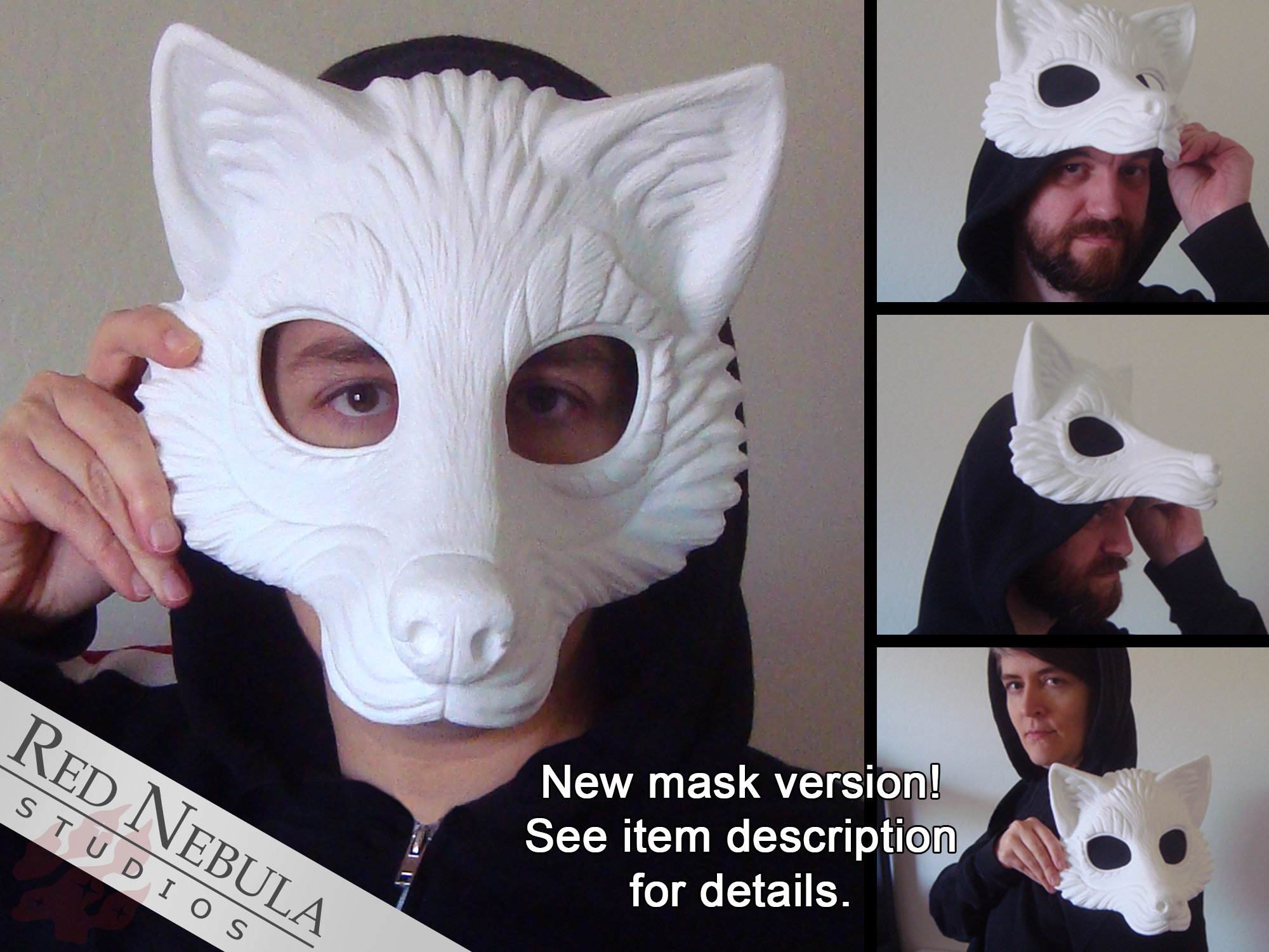 3 Pcs Halloween Costume Cosplay Mask DIY Supply Therian Blank Wolf Make