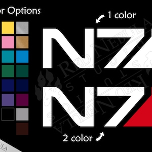 N7 Vinyl Decal, Mass Effect Car Decal with the N7 Logo - Multiple Color Options