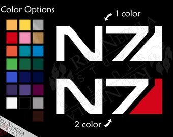 N7 Vinyl Decal, Mass Effect Car Decal with the N7 Logo - Multiple Color Options