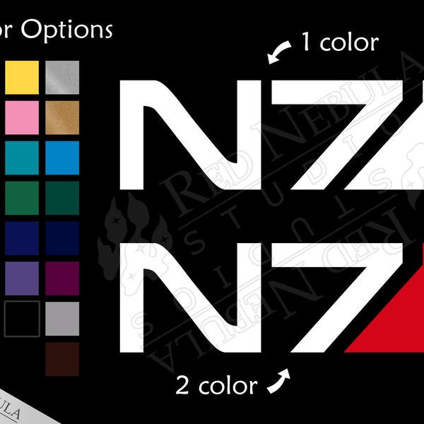 N7 Vinyl Decal, Mass Effect Car Decal with the N7 Logo - Multiple Color Options