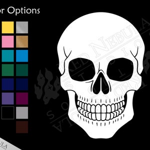 Skull Vinyl Decal, Creepy Human Skull Laptop Decal or Car Sticker Multiple Color Options image 1