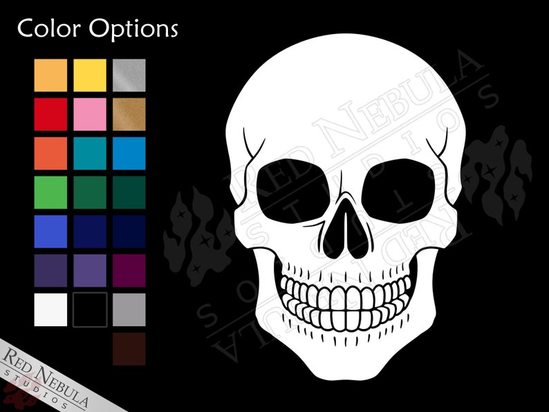 Skull Vinyl Decal, Creepy Human Skull Laptop Decal or Car Sticker Multiple Color Options image 1
