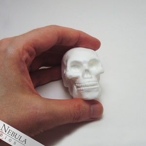 Small Human Skull in White Resin, Miniature Skeleton Head, Unpainted Skull Decor, Creepy Halloween Decoration, Mini Skull Figurine image 3