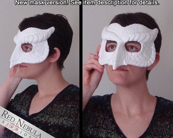 Stylized Owl Mask, Blank Masquerade Mask, Ready to Paint, Horned Owl Masque, Resin Half Mask, DIY, Do It Yourself, Blank Mask, Owl Face Mask