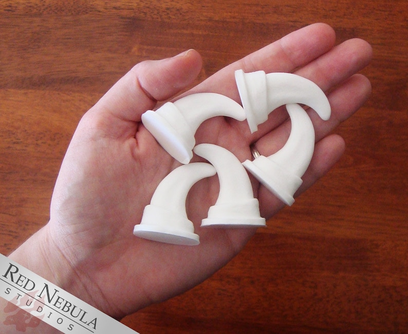 Large Cat Claws in White or Black, Curved 1.5 Feline Claws for Costumes, Resin Fursuit Claws, Kitty Fursuit, Tiger, Lion, Panther, Cougar image 4