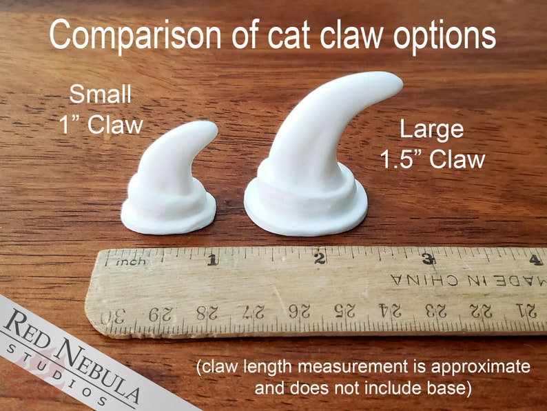 Large Cat Claws in White or Black, Curved 1.5 Feline Claws for Costumes, Resin Fursuit Claws, Kitty Fursuit, Tiger, Lion, Panther, Cougar image 8
