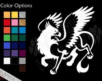 Griffon Vinyl Decal, Fantasy Creature Window Decal, Fairytale Gryphon or Griffin Outdoor Vinyl - Multiple Color Options