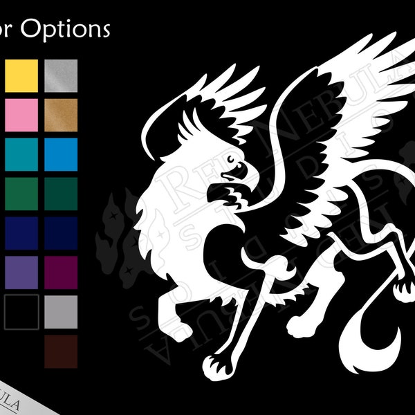 Griffon Vinyl Decal, Fantasy Creature Window Decal, Fairytale Gryphon or Griffin Outdoor Vinyl - Multiple Color Options