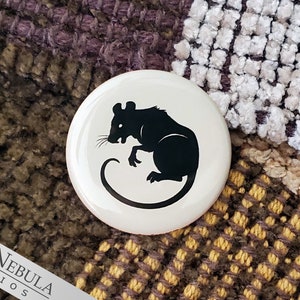 Spooky Rat Button, Magnet, or Keychain, 1.25, Creepy Animal Pin with Rat Silhouette image 2