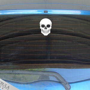Skull Vinyl Decal, Creepy Human Skull Laptop Decal or Car Sticker Multiple Color Options image 3