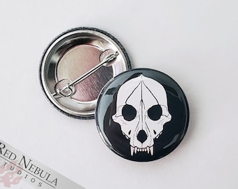 Wolf Skull Pinback Button, Magnet, or Keychain, 1.25", Canine Skeleton Button