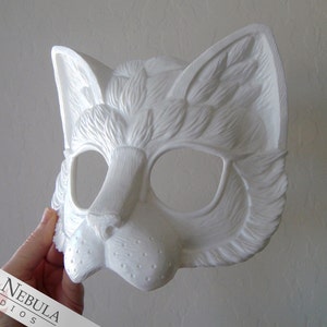 Stylized Cat Mask Blank, Kitty Masque, Cat Masquerade Mask, Resin Half Mask, DIY Blank Mask, Feline Renaissance Faire Mask, Cat Face Mask image 3