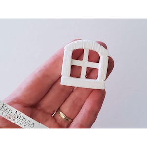 Resin Fairy Window, Wood with Arch - Blank Fairytale Miniature Window for Fairy Houses and Dioramas, Trees, and Walls, Fairy House Kit Parts