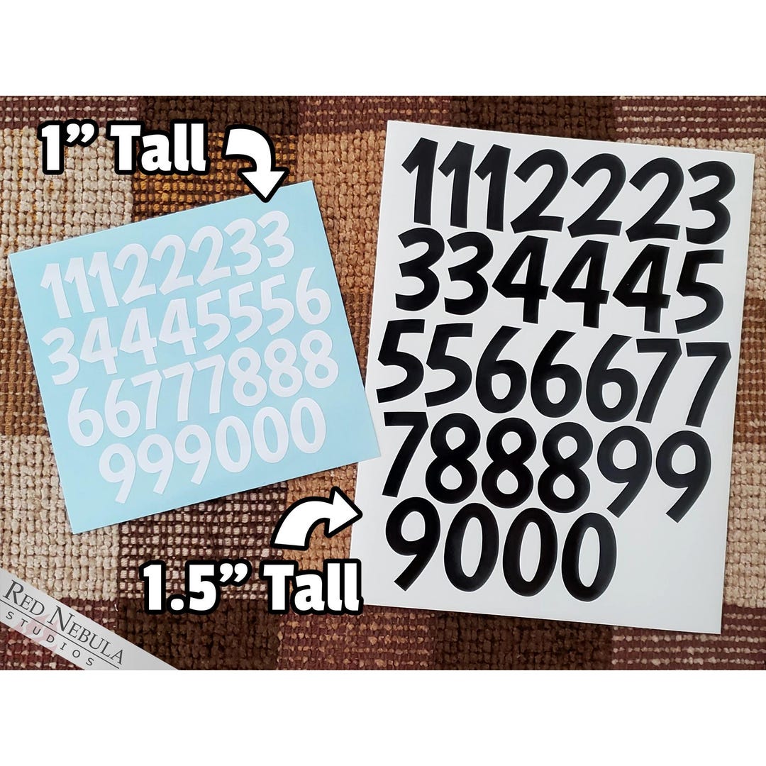 Vinyl Numbers Sticker Sheet | Choose Color | 1