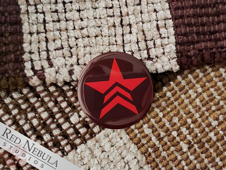 Renegade Button, Magnet, or Keychain, 1.25, Mass Effect Renegade Pinback Button with Red Star Symbol image 2