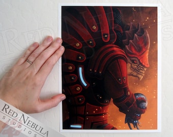 Urdnot Wrex Illustration, Mass Effect Art Print, 8.5 x 11 in