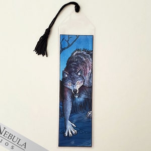 Vinyl Werewolf Bookmark with Black Tassel, Lycanthropy Movie Monster Horror Illustration image 4