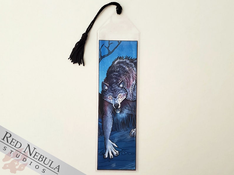 Vinyl Werewolf Bookmark with Black Tassel, Lycanthropy Movie Monster Horror Illustration image 4