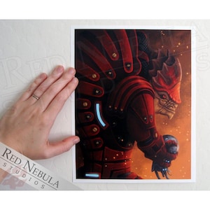Urdnot Wrex Illustration, Mass Effect Art Print, 8.5 x 11 in