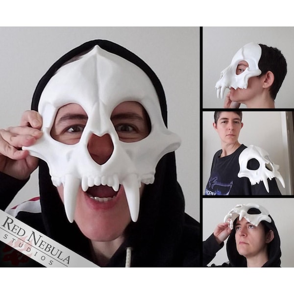 Big Cat Skull Mask, Jaguar Skull Face Mask, Feline Blank Cast Resin Skull, Scary Cat Skeleton Mask, Tiger, Lion, Leopard