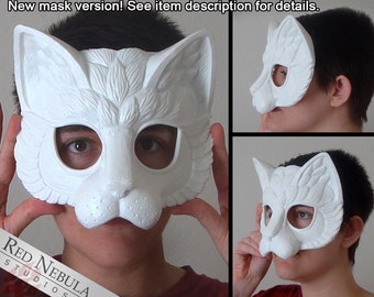 Stylized Cat Mask Blank, Kitty Masque, Cat Masquerade Mask, Resin Half Mask, DIY Blank Mask, Feline Renaissance Faire Mask, Cat Face Mask