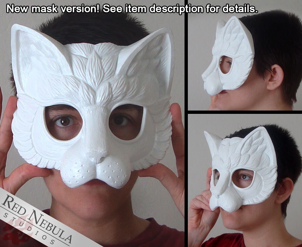 Baluue White Craft Masks 3 Pcs Cat Face Mask Blank Mask Cosplay Party Mask  Cat Mask (White) White Paper Blank