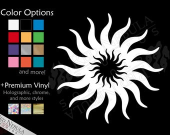 Chantry Sunburst Vinyl Decal, Dragon Age Car Decal with the Andrastian Chantry Sun Symbol - Multiple Color and Holographic Options