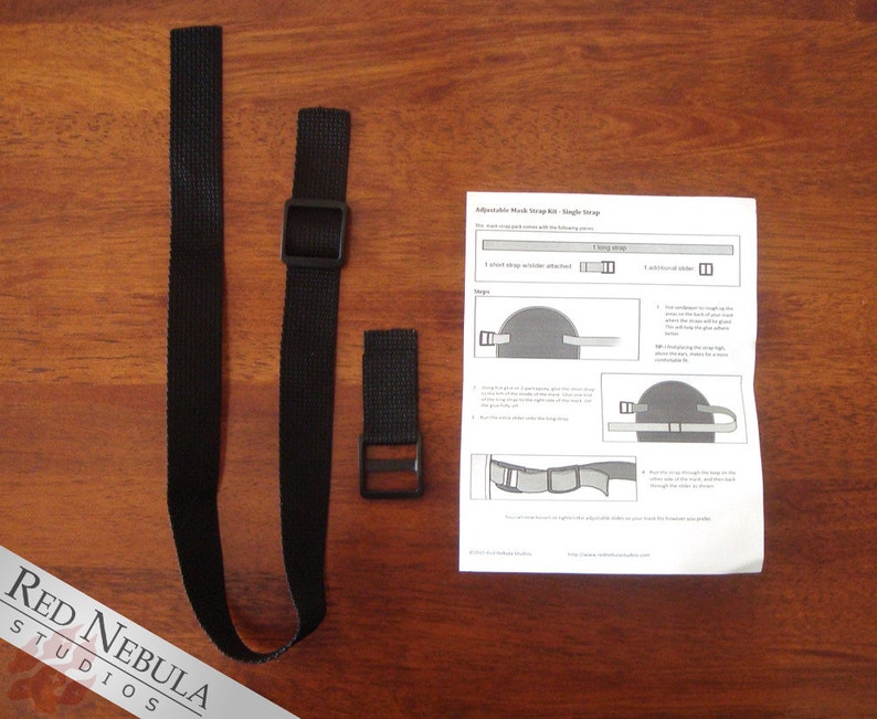 Adjustable Mask Strap Kit, Polypropylene Strap, Face Mask Strap, Strap for Masks, 1 Poly Webbing Strap, Black Poly Strap, Mask Strap Set image 1